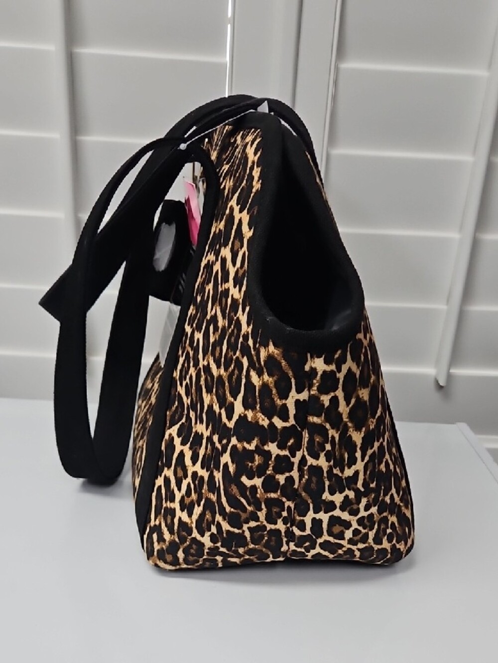 Betsey Johnson Leopard-Print Pet Carrier Tote - Black & Tan - Picture 3 of 8